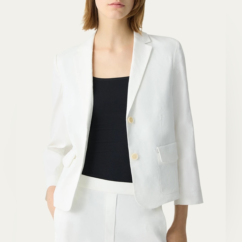 Theory White Linen Blend Blazer